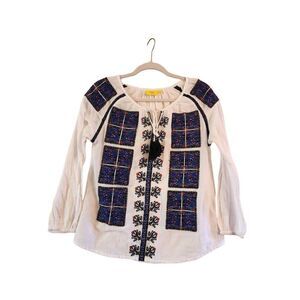 Roller Rabbit embroidery peasant top size xs